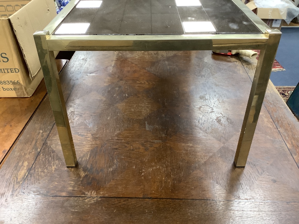 A Willy Rizzo style mirrored glass low table, width 99cm, depth 49cm, height 38cm